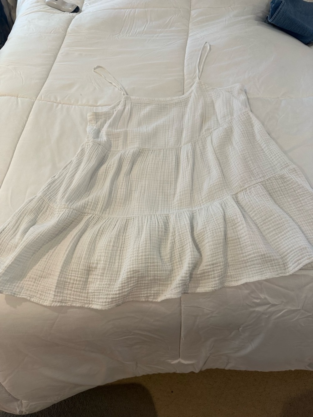 LOFT Beach White Gauze Cami with Tiered Texture